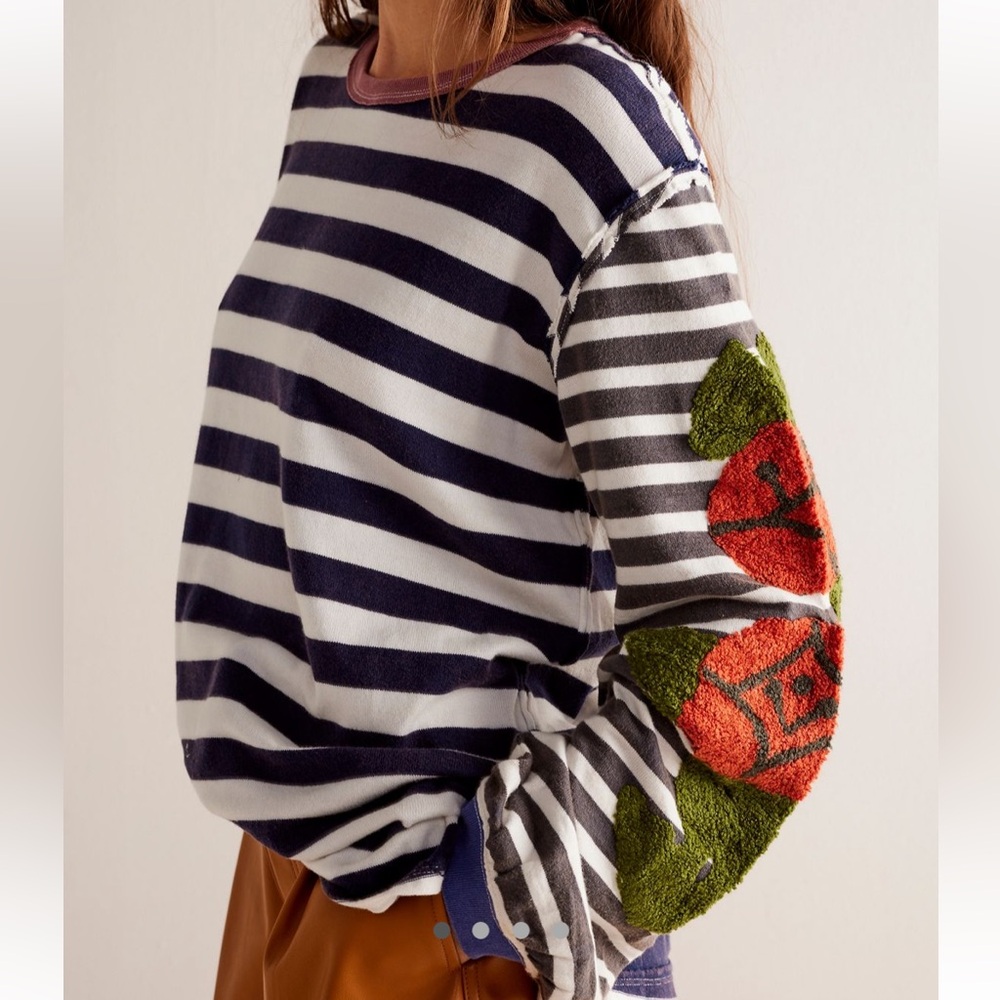 We The Free Striped Long Sleeve Top - Navy, White, Red, Green